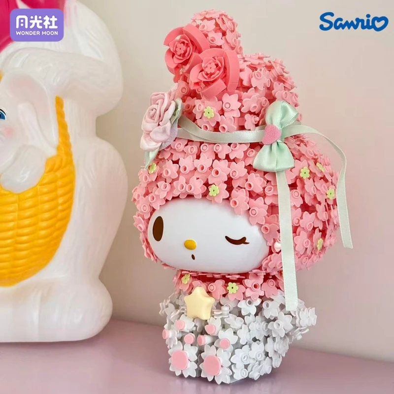 Sanrio Assembly Building Blocks My Melody Flower Cluster Kuromi General Anime Cartoon Toy Model Ornaments Children Holiday Gift