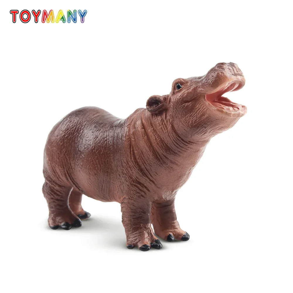 Toymany Simulation Hippopotamus Calf Wildlife  Animal Model Toy Mini Figures Dolls Action Figurines Toys Children Gift