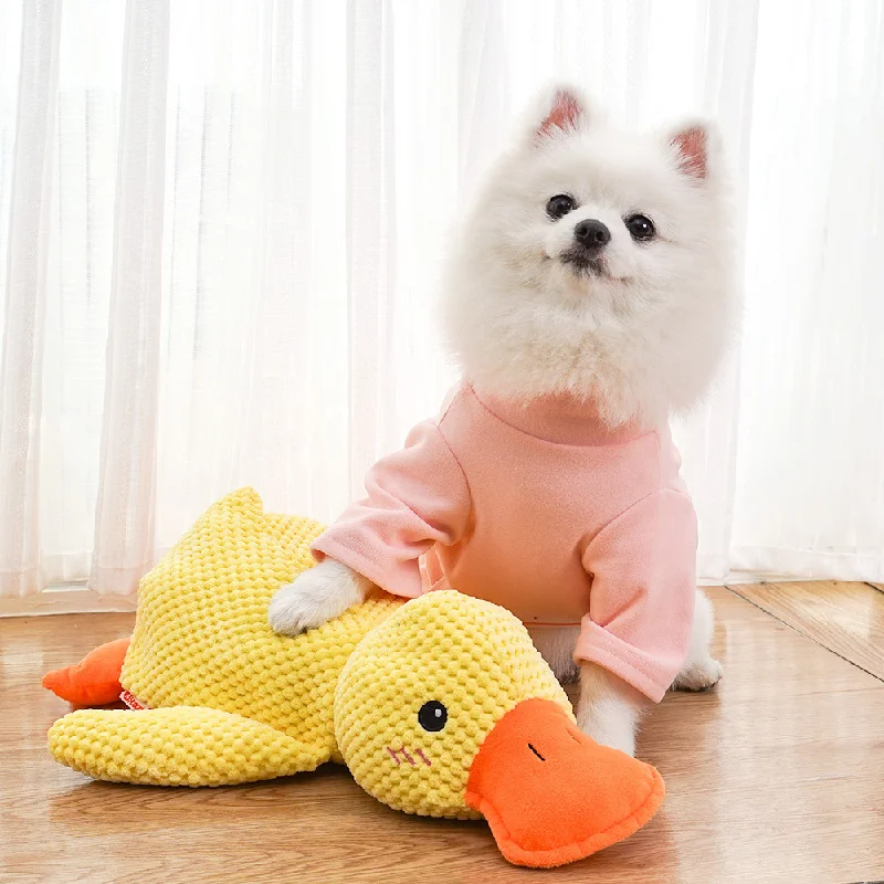Haustier-Plüschtiere, gelbe Rush-Ente, Hundespielzeug, Plüsch, bissfest, Zahnschleifen, klingende, interaktive Corgi-Haustierprodukte – Detail 2