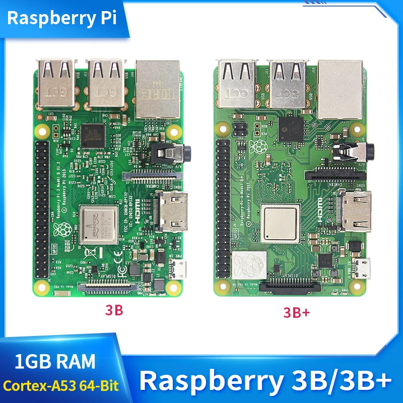 

Raspberry Pi 3 Model B / B+ Board 1GB LPDDR2 SDRAM Broadcom BCM2837B0 Cortex-A53 64-Bit Wireless LAN Bluetooth RPi 3B 3B+