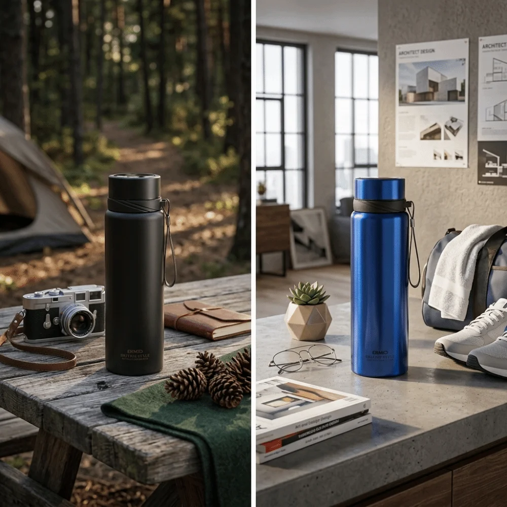 800ml Outdoor Jug Rustless Steel Anti-drop Insulated Water Jug Wide Mouth Opening Matte Outer Shell Portable Thermal Container