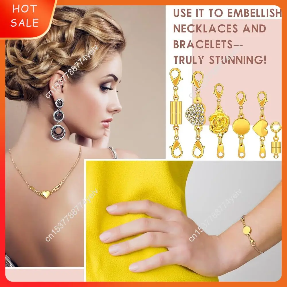 24 قطعة المشابك والإغلاق قلادة مغناطيسية ارتفع جولة أسطواني مجوهرات مشبك مغناطيسي موصل قفل للقلائد A62X