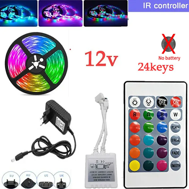 LED RGB Strip Lights Bluetooth Control 12V Room Decoration Smart Tv Backlight Control Color Sync Changing Led Strip Light Kit