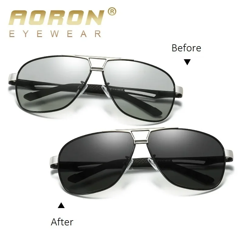 AORON-gafas de sol fotocromáticas para hombre, lentes polarizadas para piloto de conducción, camaleón, seguridad para Conductor, visión nocturna, UV400