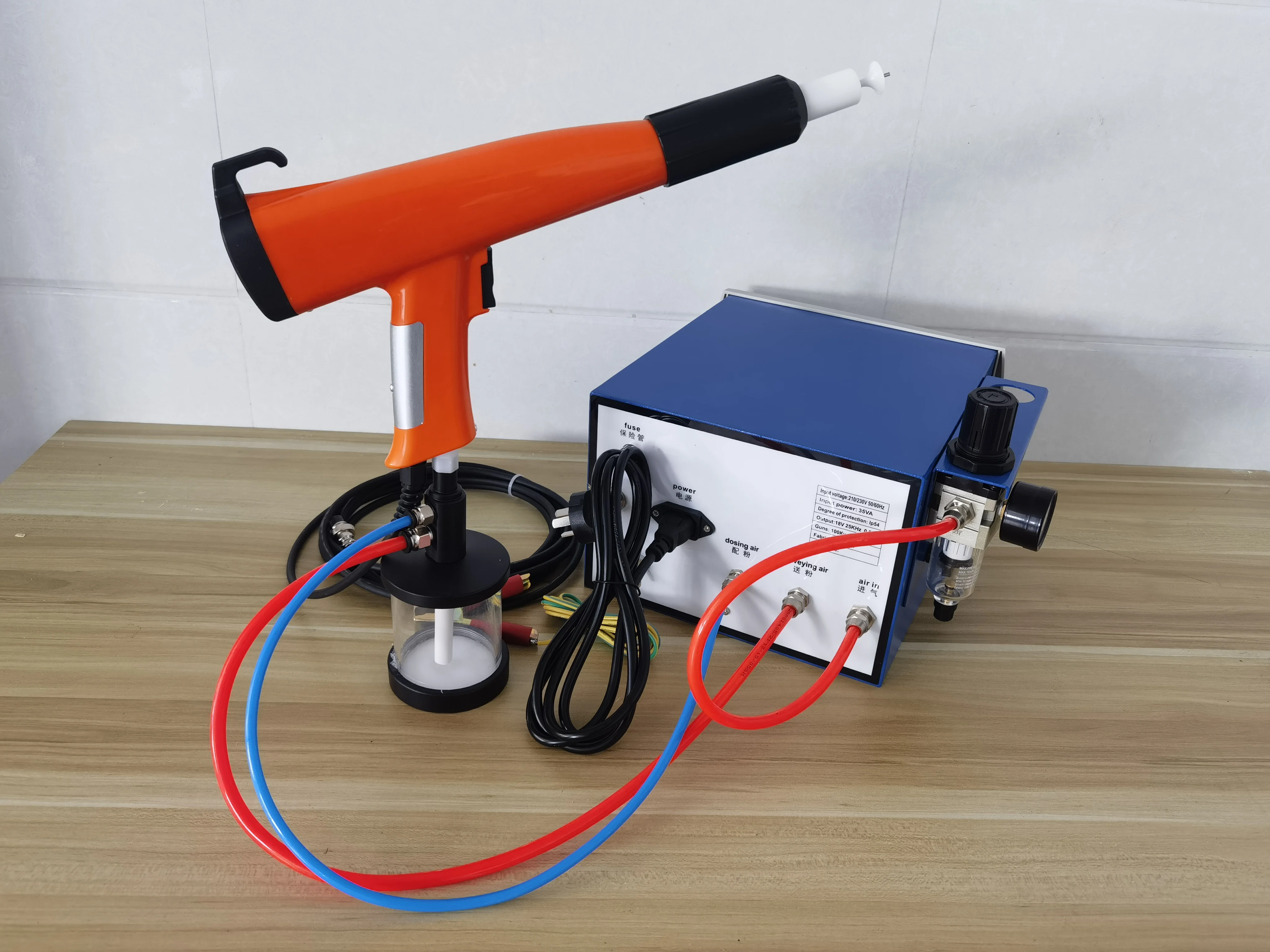 Lab Test Electrostatic Powder Coating Machine With Powder Coating Cup Powder Coating Spray Gun