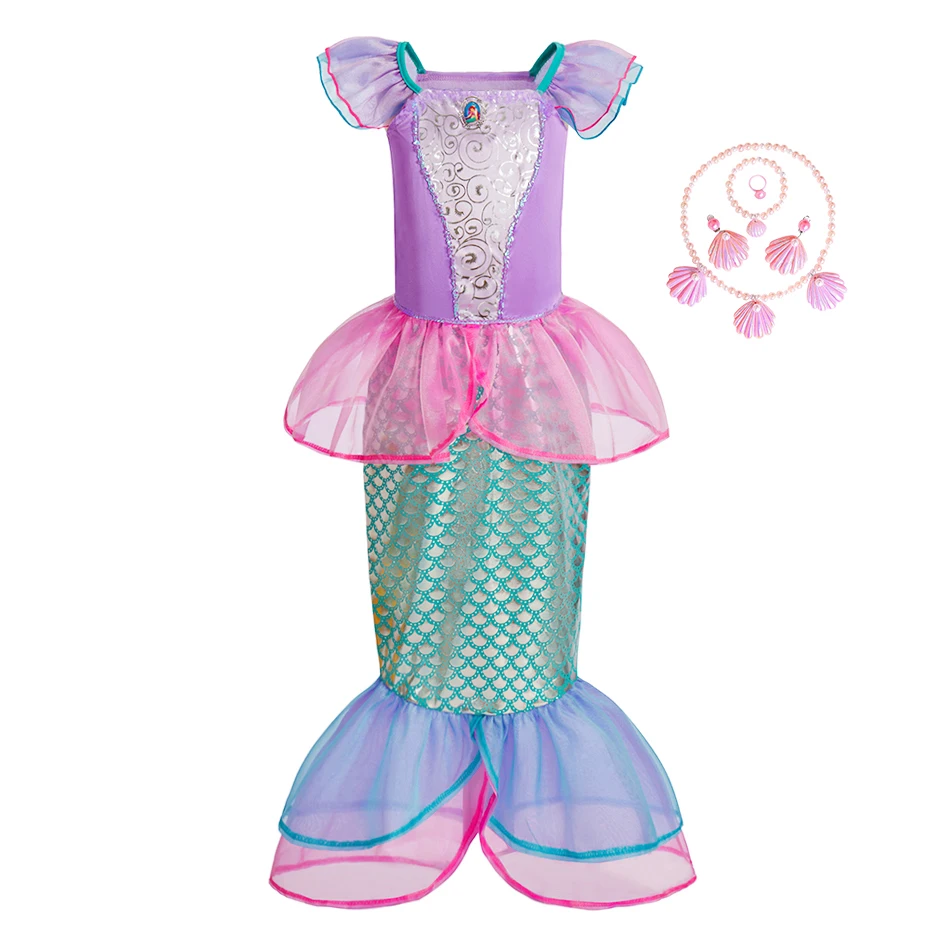 

Платья принцессы русалки на Хэллоуин для маленьких девочек, детская юбка с рыбьим хвостом, детский рождественский карнавальный костюм русалки, платье