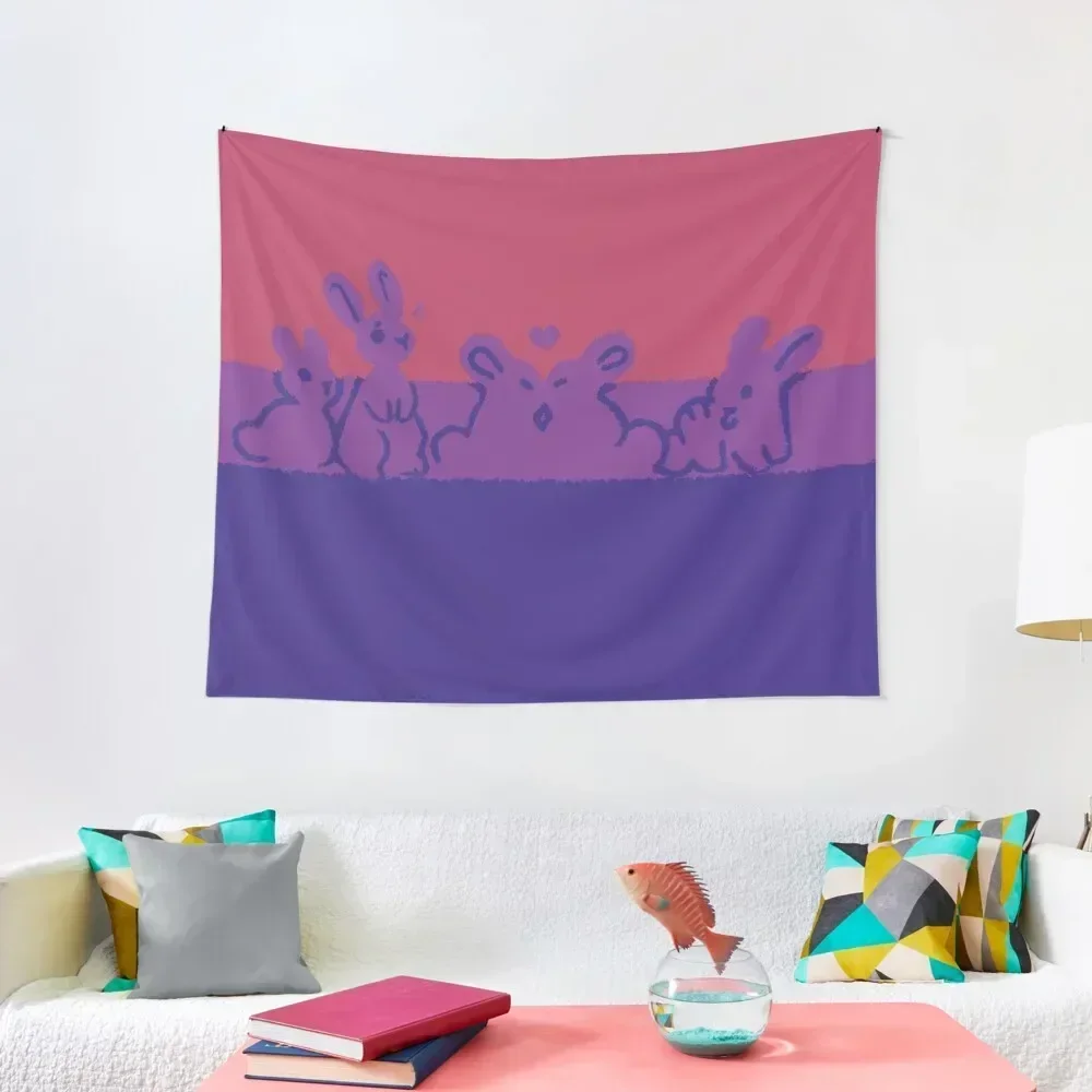 

Bi Flag Bunnies Tapestry Korean Room Decor Wall Mural Art Mural Tapestry