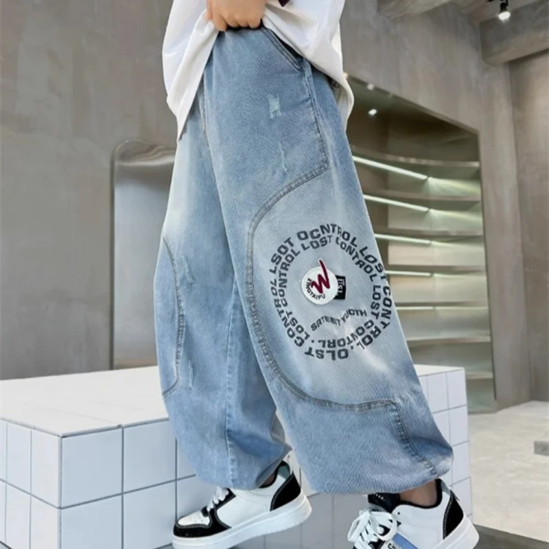 Boys Jean Pants Long Trousers Denim 2024 Elegant Spring Autumn Baby's Kids Sport Teenagers Birthday Christmas Gift Children's Cl