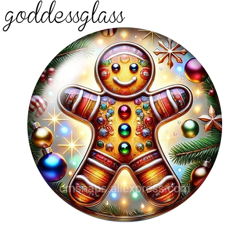 New Gingerbread man Merry Christmas Cute 10pcs 12mm/18mm/20mm/25mm Round photo glass cabochon demo flat back Making findings