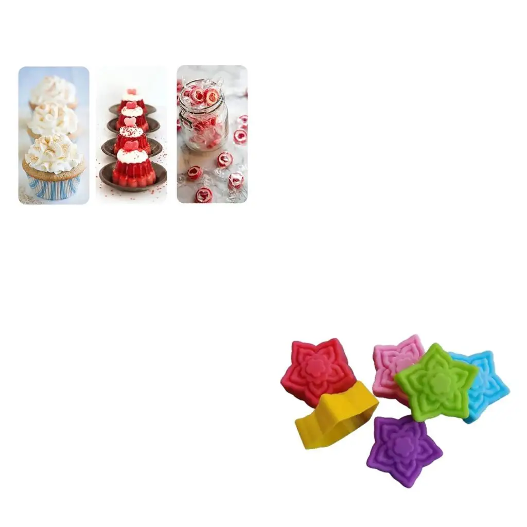  6 Pieces Dessert Moulds Flower Shaped Cake Formers Reusable Baking Accessories Silicone Bakeware Gift for DIY Baking Lov