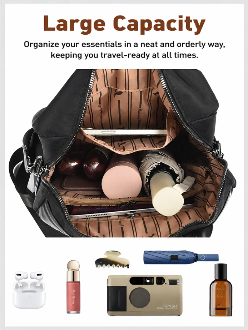 Large Capacity Multi Layer Thickened Oxford Cloth Travel Backpack With Multiple Carrying Methods Suitcase Attachable For Unisex