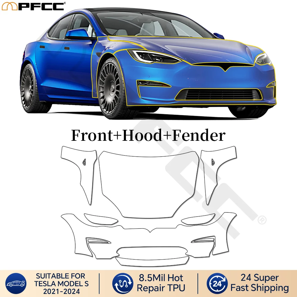 

Для Tesla Model S 2021-2025: Защитная пленка из ТПУ, предварительно вырезанная, прозрачная, антицарапийная, самовосстанавливающаяся, для экстерьера автомобиля, аксессуары для оклейки кузова