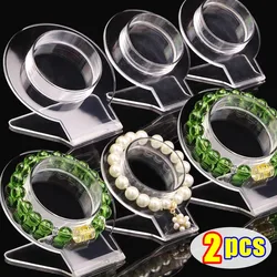 Simples circular estável duro transparente acrílico pulseira rack de exibição jóias embalagem jade suporte cristal ágata organizador adereços