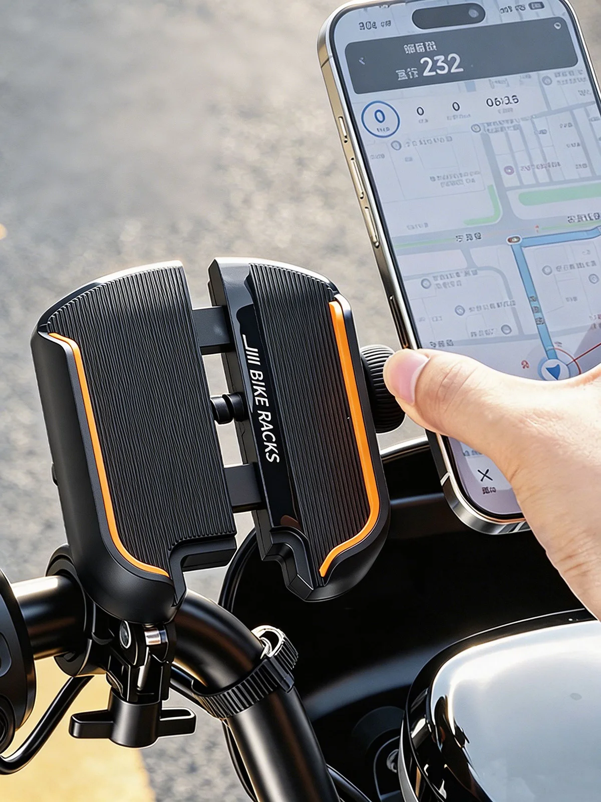 Universal Motorcycle Phone Mount Shockproof Waterproof Handlebar Clamp For E-Bike Navigation GPS Cycling Phone Holder Bracket