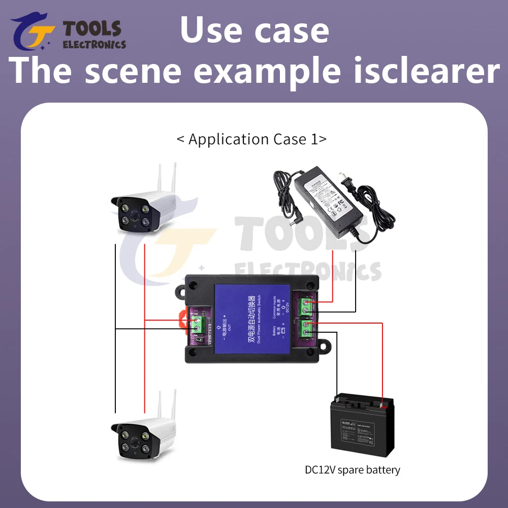 Commutateur automatique de courant pour touristes, modèle de charge automatique, commutation automatique d'urgence, carte d'alimentation de secours, UPS, DC, 12V