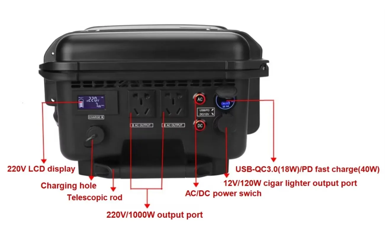 Anti-lock braking system housing with panel AC 220v 1000w 4144wh outdoor solar power station