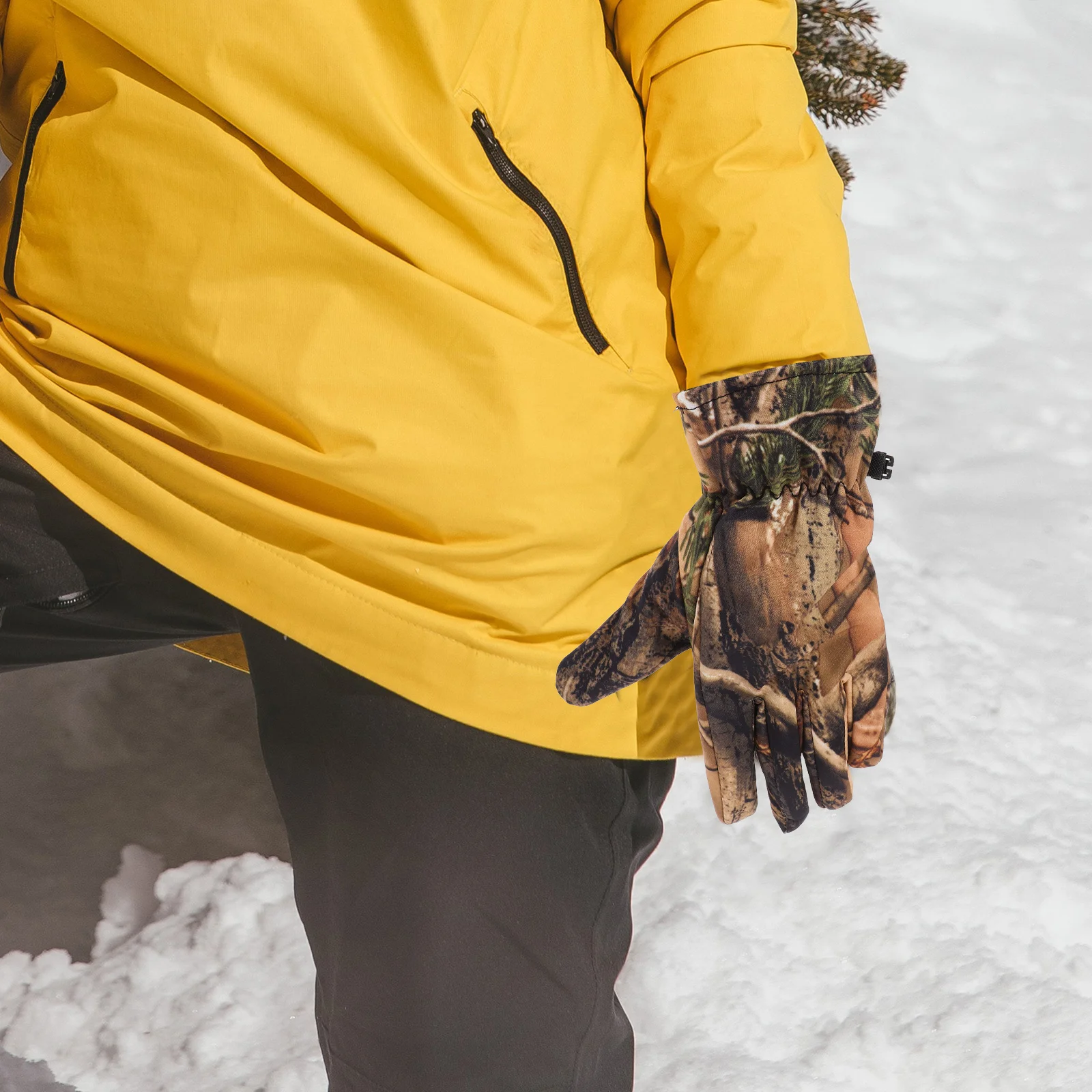 Sarung tangan berburu anak, sarung tangan hangat tanpa jari Ski luar ruangan kamuflase untuk pria musim dingin