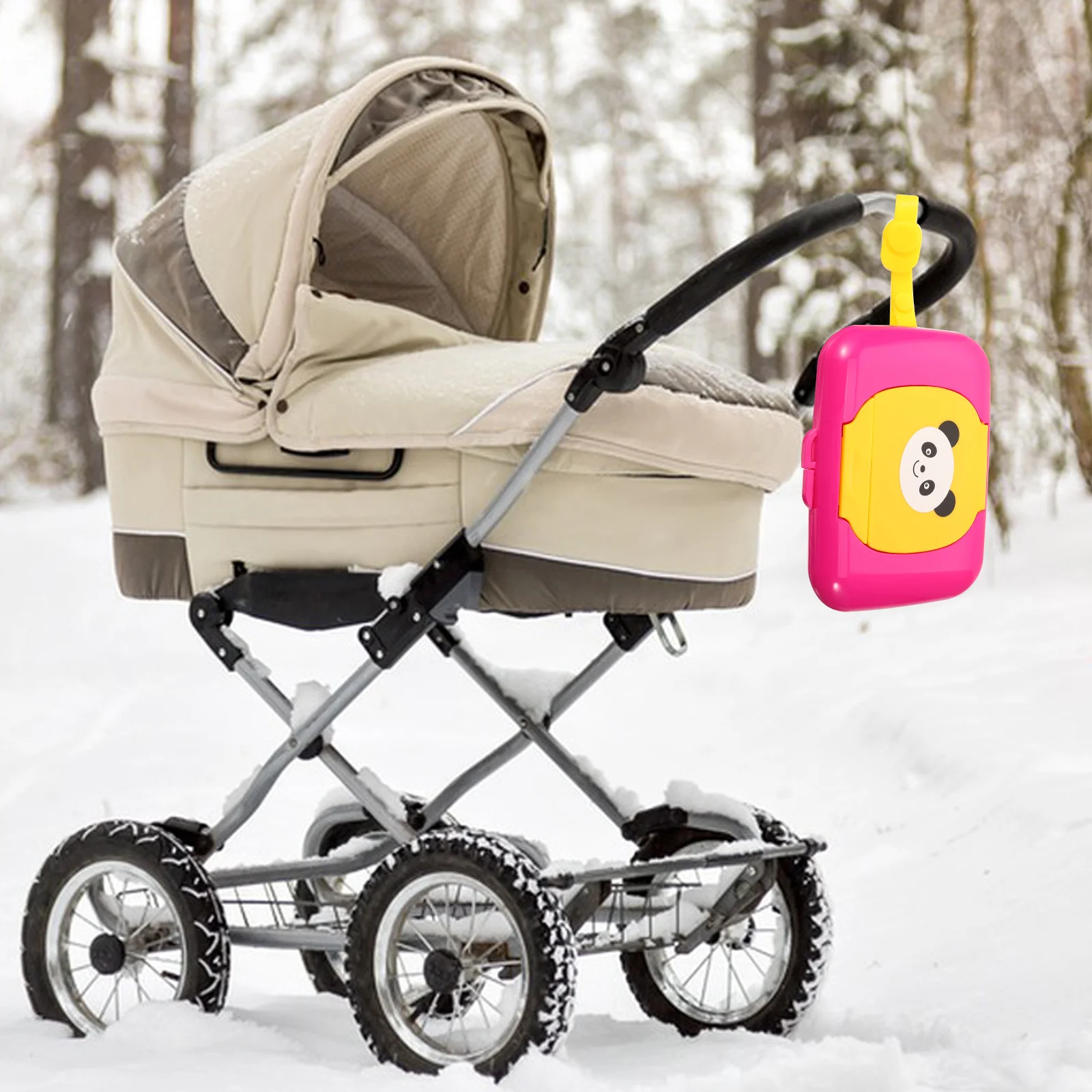 

Portable Baby Wipe Box Plastic Dispenser Travel Storage Case Lightweight Wipes Holder Cute Panda Pattern for Outdoor Home