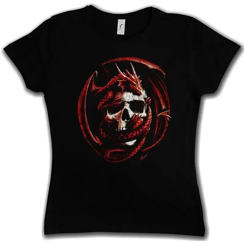 SKULL DRAGON WOMAN T SHIRT Drachen Gothic RPG Fantasy Totenkopf Larp