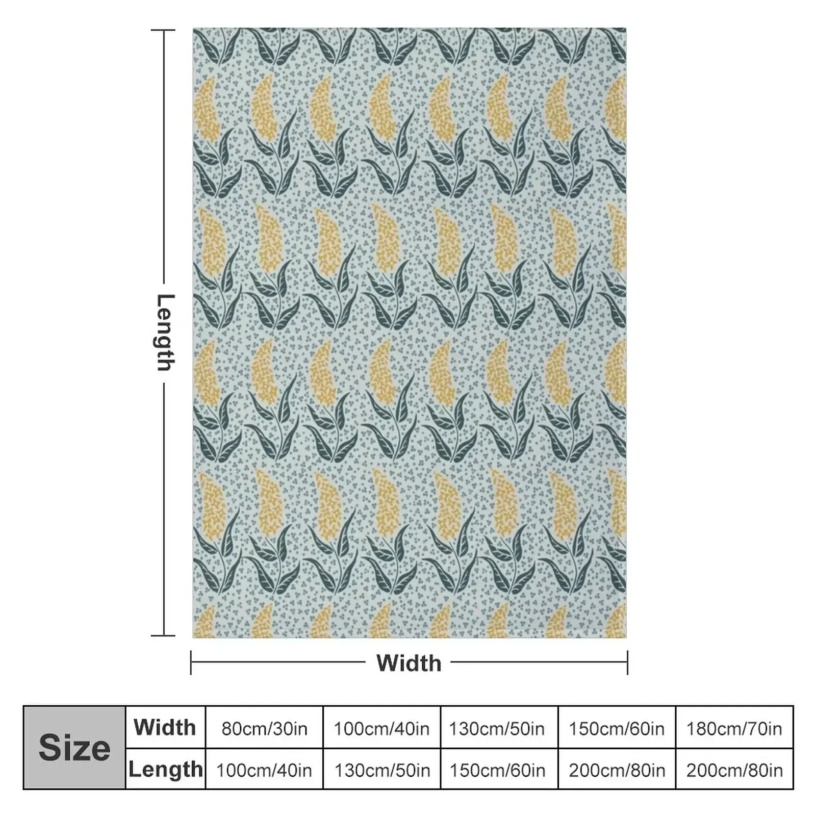 Flower Spike in Gold with Blue, Blue & Gray Throw Blanket couch cozy soft plush fuzzy picnic outdoor blanket