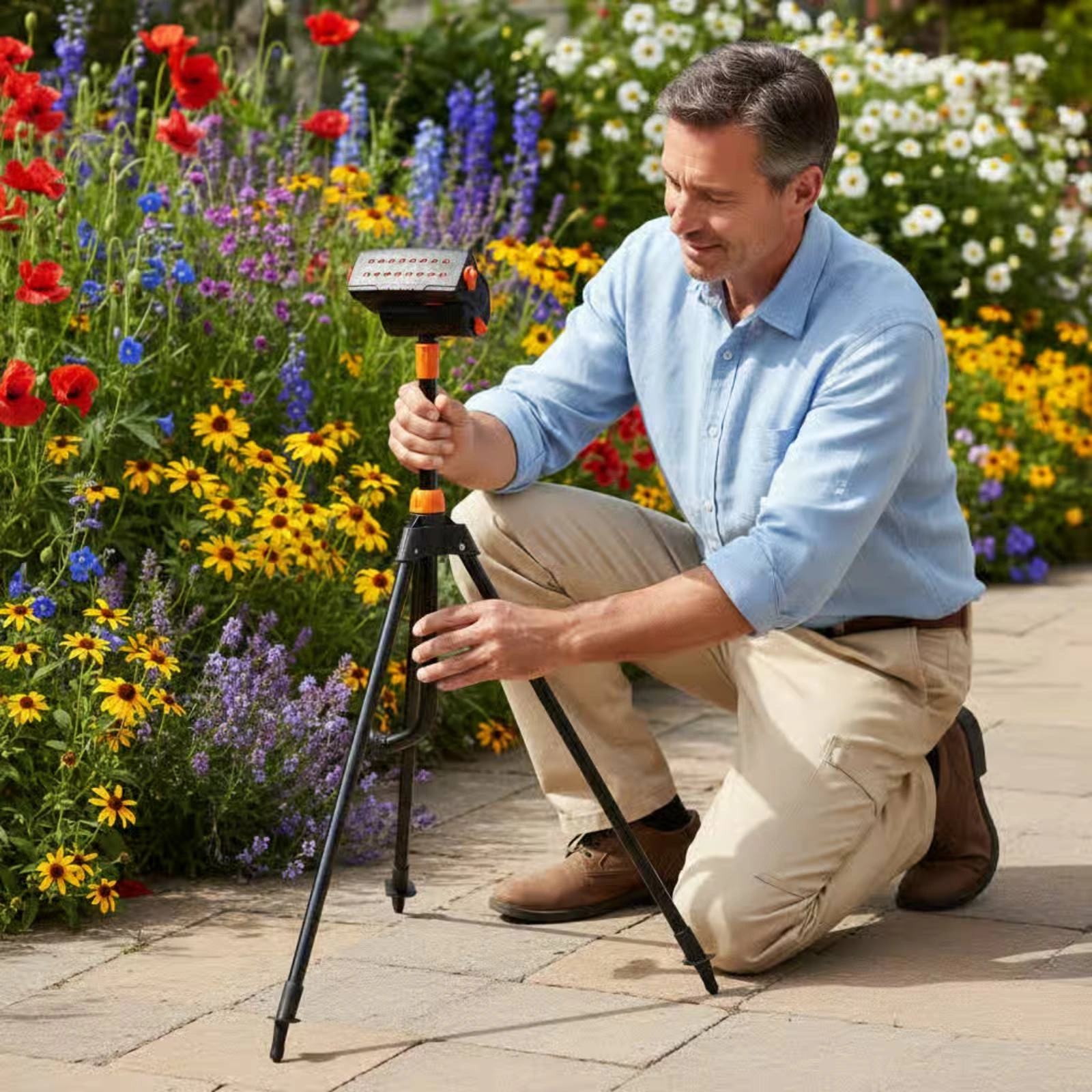 Tripod Oscillating Sprinkler 16 Hole Adjustable Height Sprinkler Watering Device Multi Mode Outdoor Tool Easy Setup for Yard