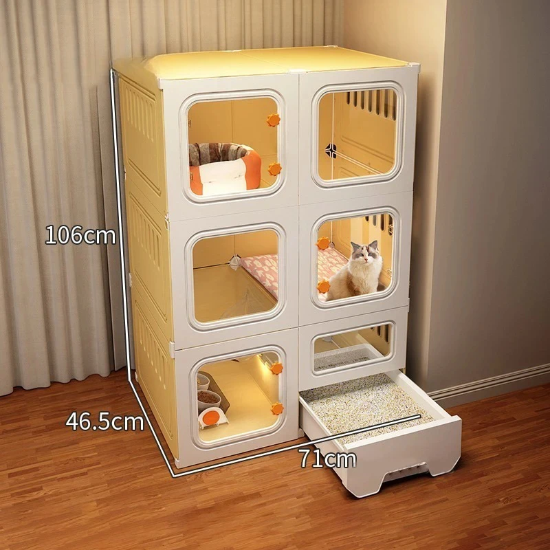 Large Cat Cage Indoor House Pet Products Cats Cage with Toilet Luxury Kitten Cat Villa Litter Transparent Sturdy Pet House