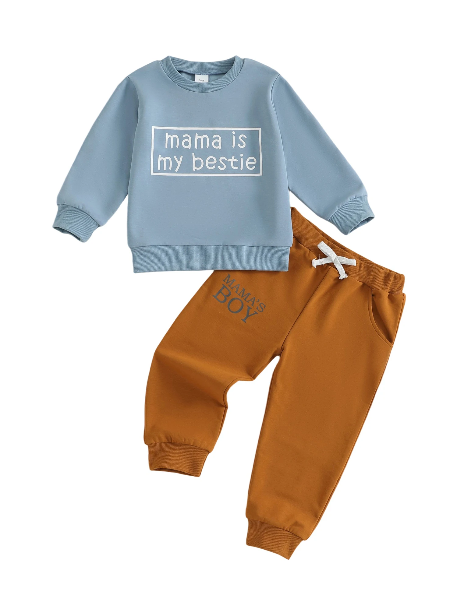

Kids 2-Piece Autumn Ensemble with Printed Sweatshirt and Pants - Stylish Toddler Outfit for Fall Season