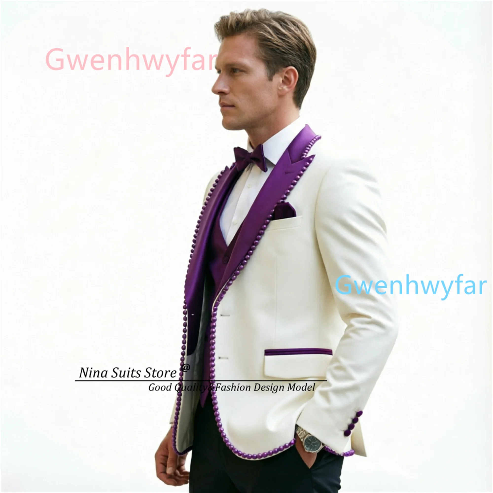 Gwenhwyfar Luxury Ivory Black  - Formal Vest Waistcoat review and price