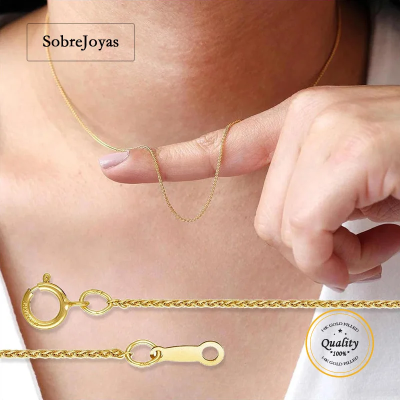 Wheat Chain 1mm Cable Chain 14K Gold Filled Necklace 40/45cm Chain Finished  W/Spring Clasp Minimalist Gold Women Jewelry