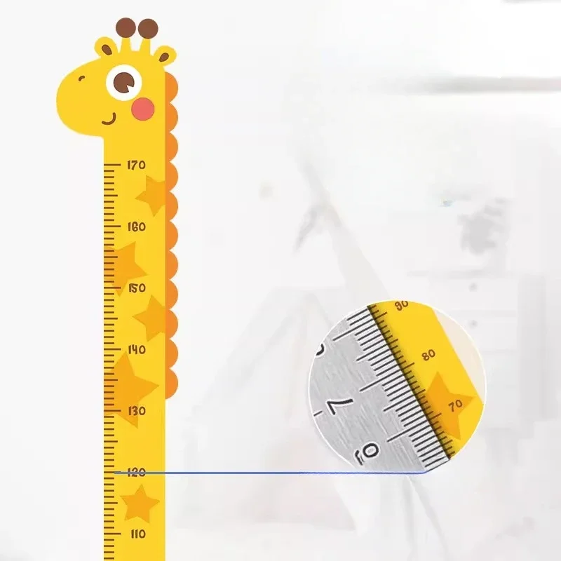 1PC Cartoon Animal Height Measure Sticker Giraffe Wallpaper for Kids Room Nursery Child Growth Ruler Chart Decal Mural