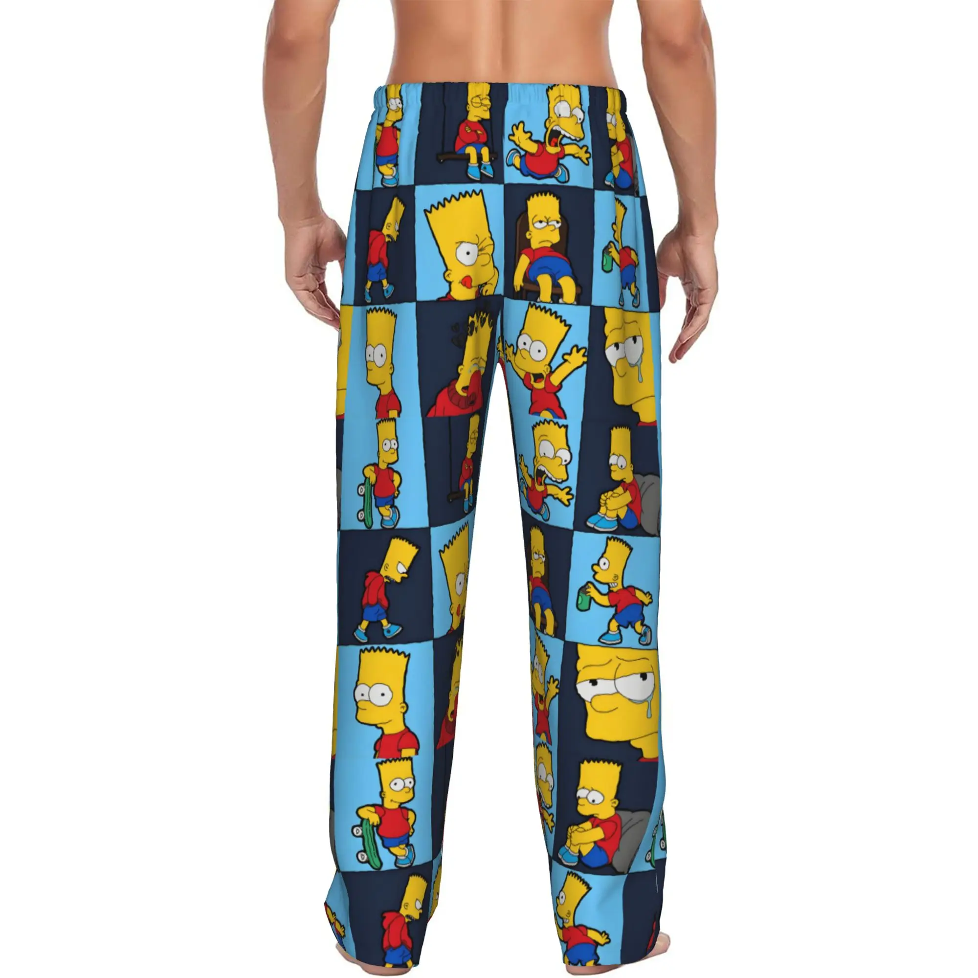 Custom Printed S-Simpsonsed Anime Pajama Pants Men's Bart Homer Lisa Cartoon Sleep Sleepwear Bottoms with Pockets
