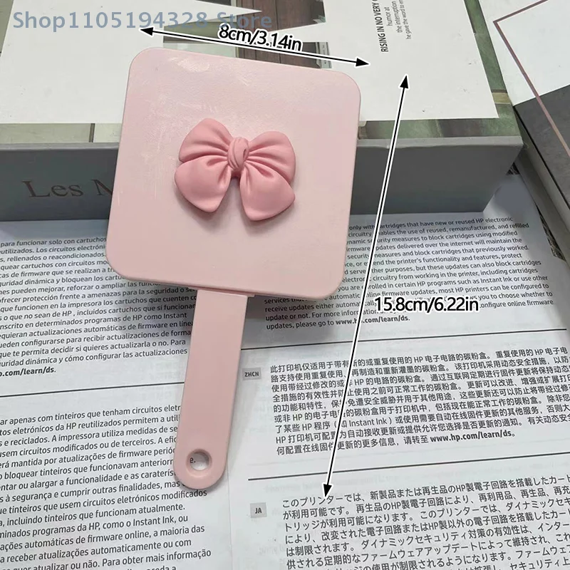 [MP] لطيف ربطة القوس فيونكة مشط مرآة مستخرجة مربع يده مرآة تدليك الشعر أداة السفر فرشاة شعر تدليك أداة التصميم