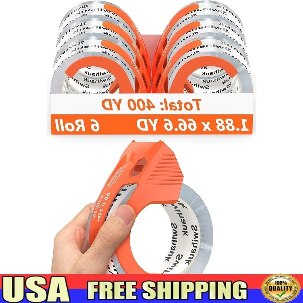 

Heavy Duty Packing Tape 6 Pack with Dispenser 400 Yd Strong Clear Shipping Tape BOPP Packaging Tape Professional Quality