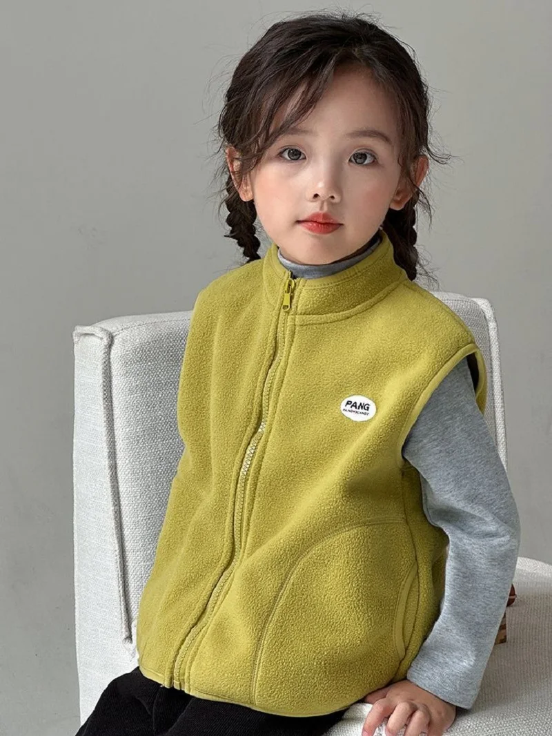 Winter Baby and Girls Boys Light Weight Warm Polar Fleece Full Zip Vest Children Waistcoat School Kids Outfit Tops 2-12 Years