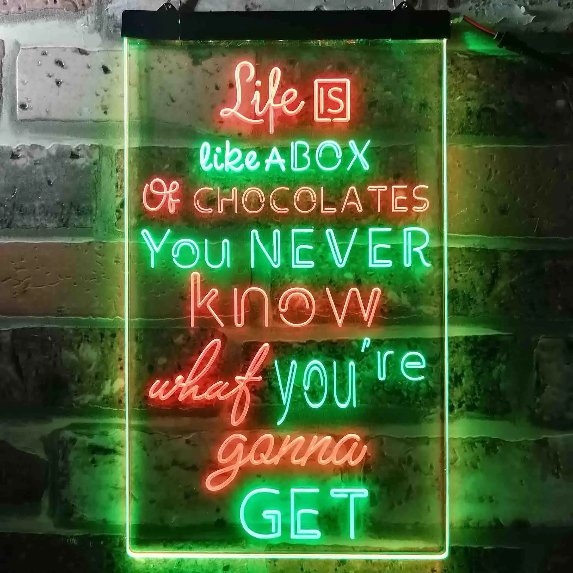 Life is Like a Box of Chocolate Daily Quotes Dual Color Led Neon Sign st6-i3687