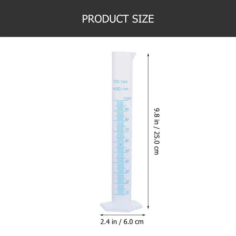 Imagem -02 - Cilindro Graduado de Plástico de Medição Transparente Tubo de Medição de Plástico Teste Líquido Ferramenta de Laboratório 10ml 25ml 50ml 100ml Pcs