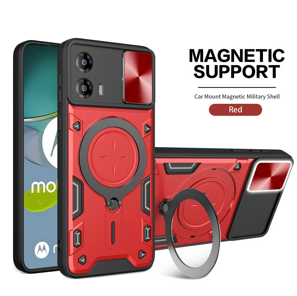 Защитный чехол Magsafe Magnetic Camera для MOTO G53 G23 G13 G73 G52 G72 G62 G60 G32 G200 E13 E22 E40 Armor Hybrid Metal Ring Cover