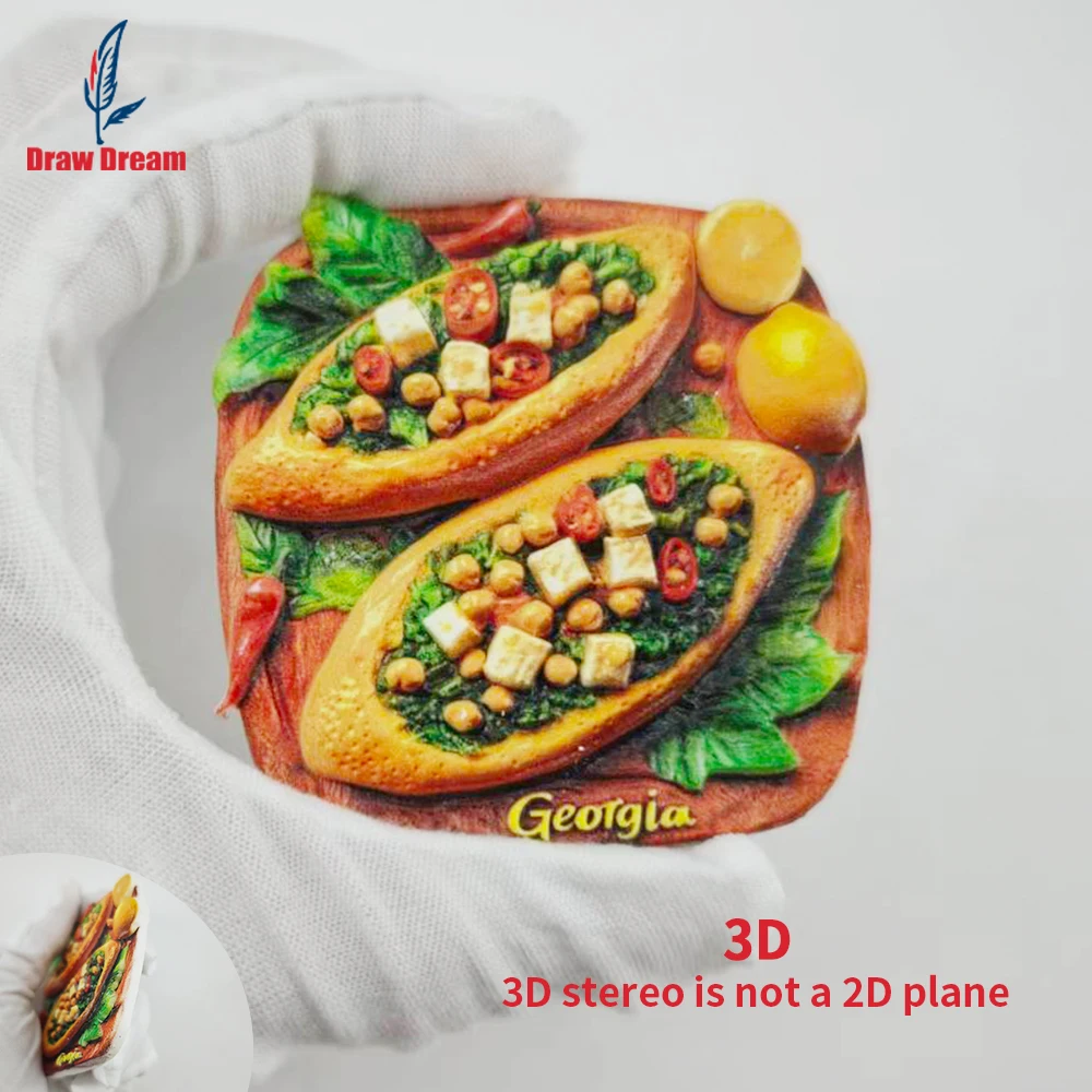 1Pc Georgia Creative 3D Embossed Refrigerator Magnet World Travel Souvenir Collection Suitable for Home Office Decoration, Personalized Exclusive Travel Souvenir Magnetic Refrigerator Magnet Home Decoration, Kitchen, Room, Office, Cabinet Crafts Gift, Holiday Souvenir, Exquisite Small Gift
