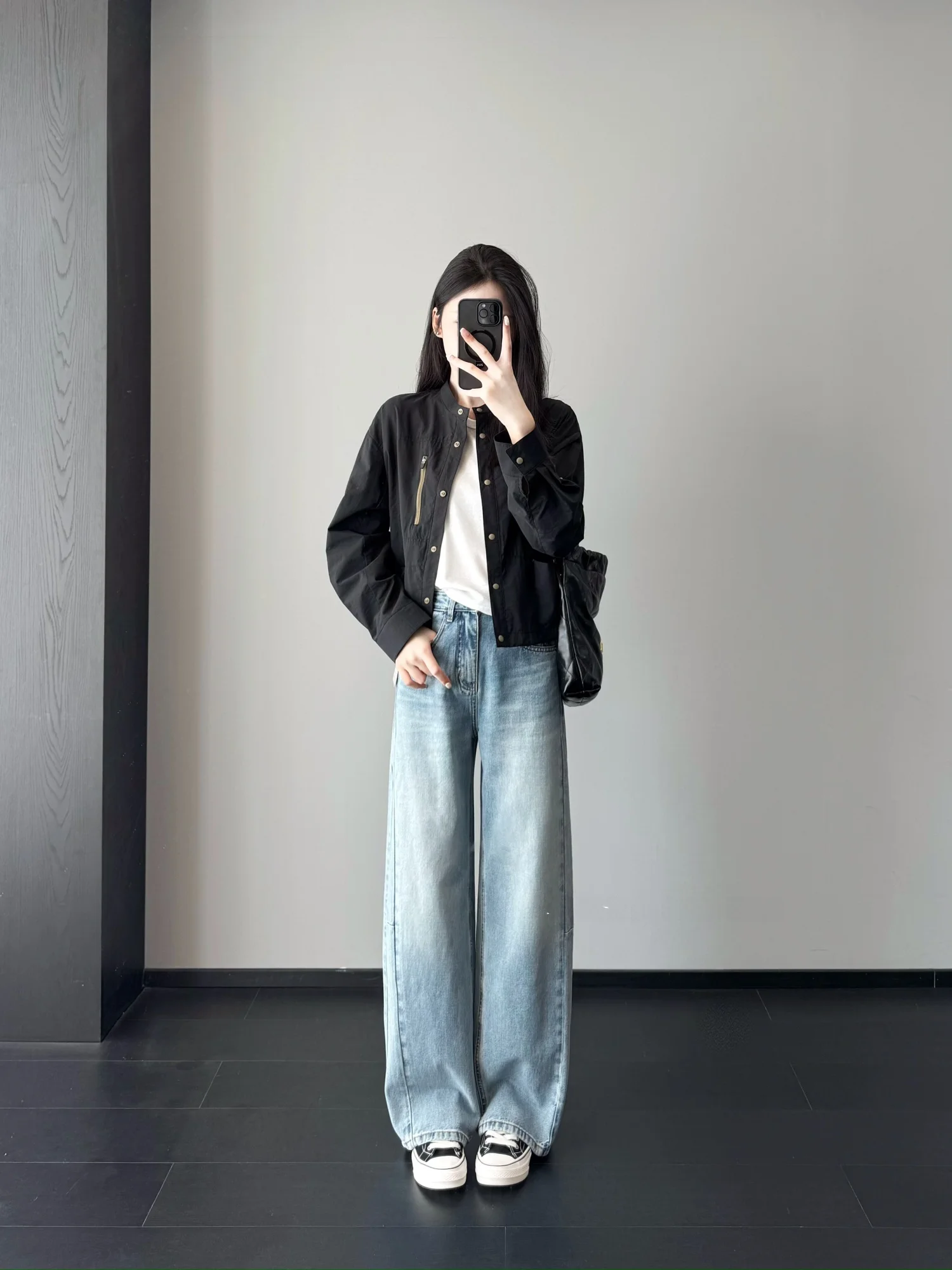 

Slimming Straight Leg Banana Pants Women's Loose Fit High Waist Rigid Han Fabric Spring New Style 3D Cutting Jeans