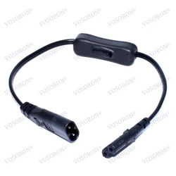 IEC 320 C8 Male Plug to C7 Female Connector AC Power Cord With Switch , Type Figure 8 Power Extension Cable 30cm Switche*