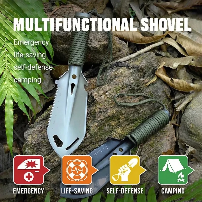 2026 New Outdoor Adventure Treasure Hunt Portable Sappers Shovel Stainless Steel Multifunctional Hand-held Small Digging Shovel