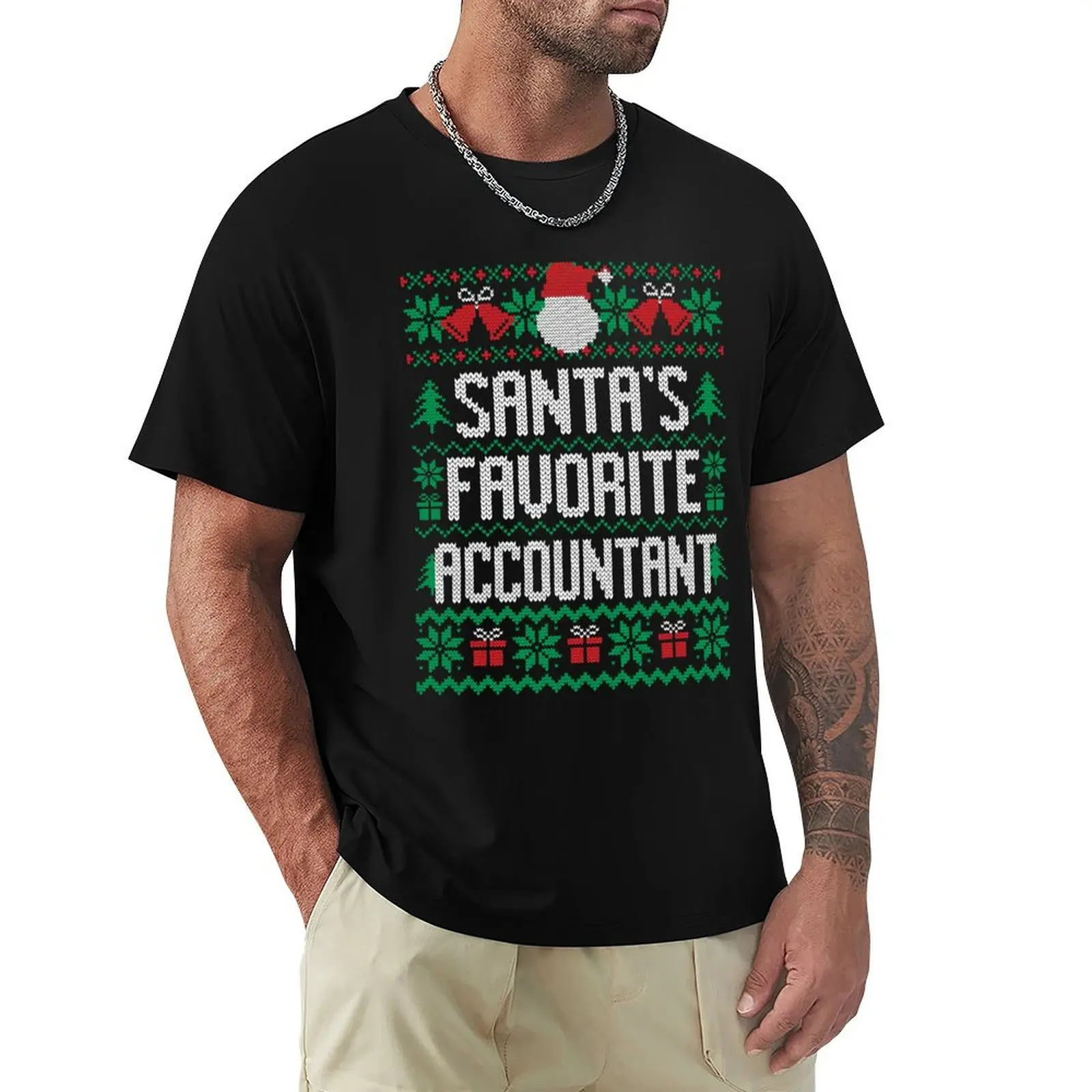 Santa's Favorite Accountant T-Shirt Daily Casual Short Sleeve Tee Shirt