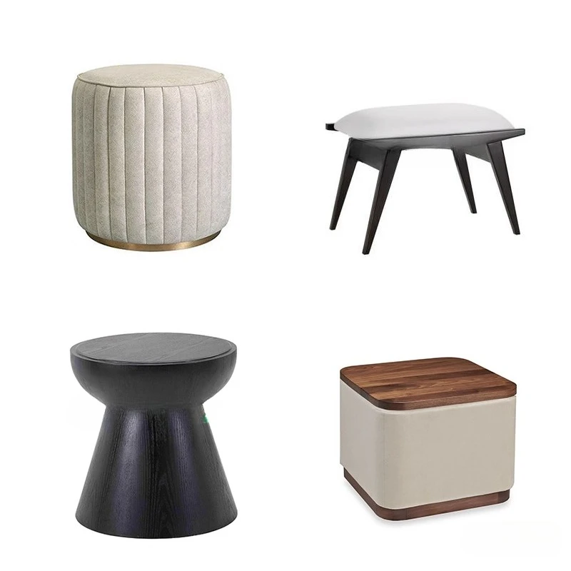 

Wabi Sanfeng Solid Wood Sofa Stool Hotel Clubhouse Reception Round