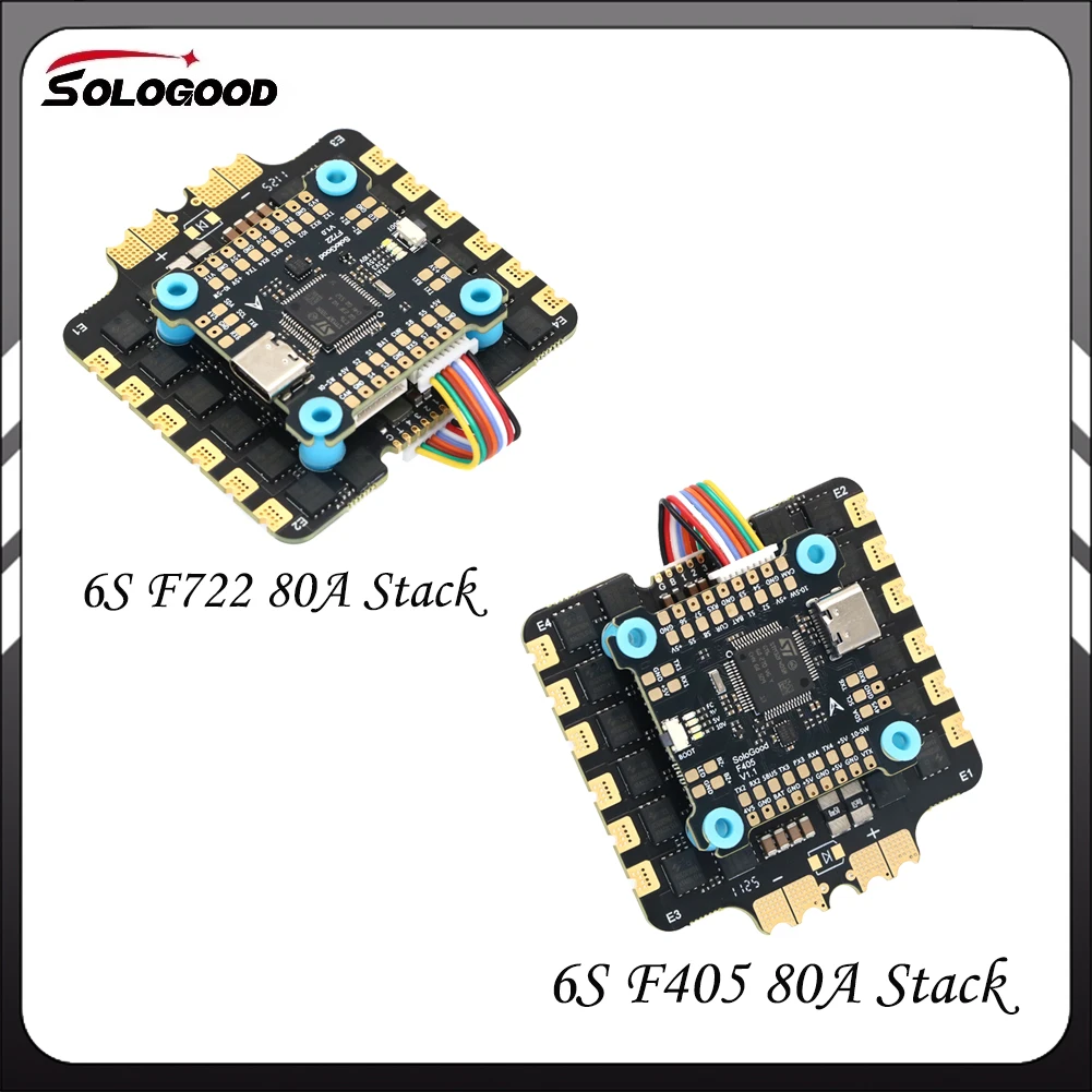 

SoloGood 6S F722 80A Stack / 6S F405 80A Stack F722 6S Flight Controller / F405 6S FC / 80A 4in1 BLS ESC 3-8S For FPV Drone