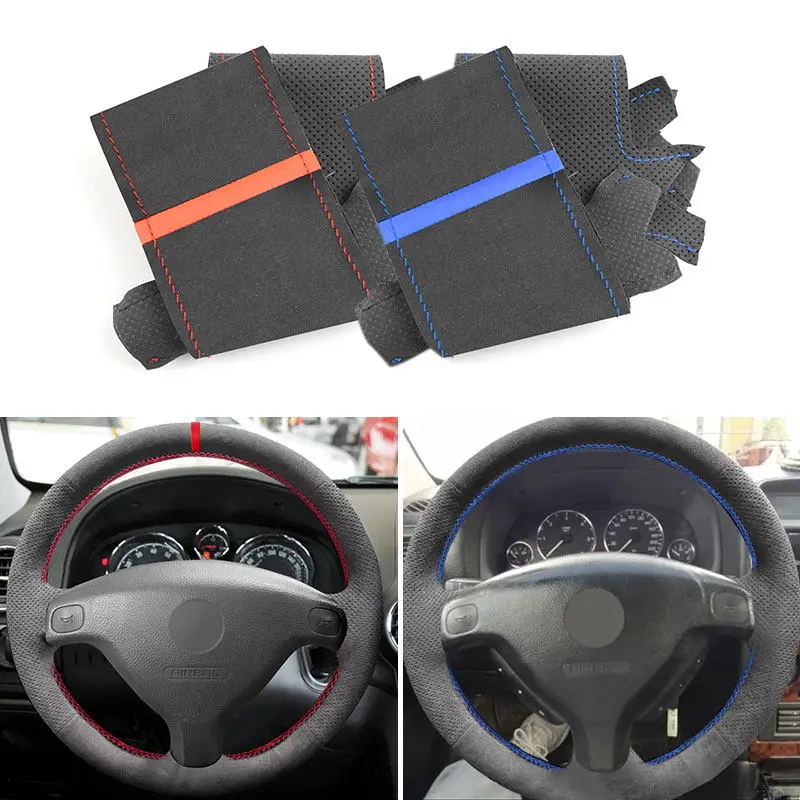 Hand-stitched Suede Perforated Leather Car Steering Wheel Cover For Opel Zafira A 1999-2005 Astra G H 1998-2007 For Buick Sail