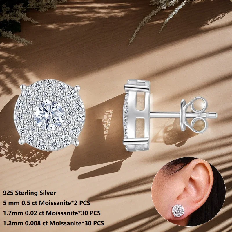 

Apaison Sparkling D Color 1.84 ct Moissanite Stud Earrings For Women 925 Sterling Silver Wedding Earrings With Pass Diamond Test