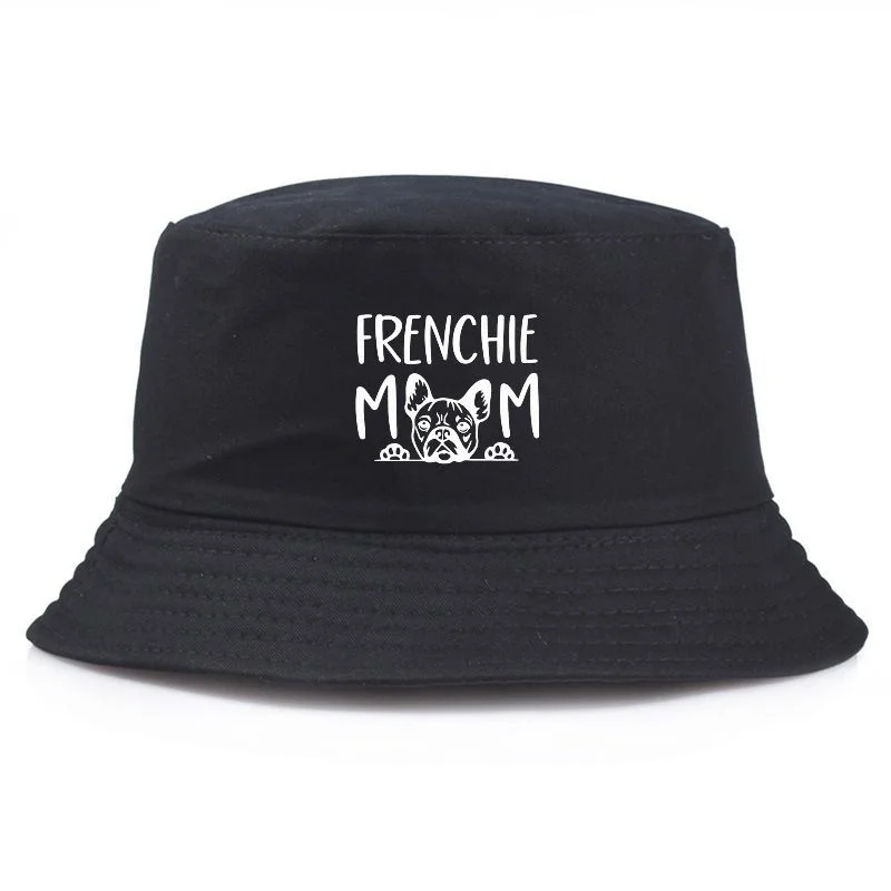 Frenchie Mom Bucket Hat Cotton Fisherman's Hat Casual Y2K Retro Packable Sun Cap Unisex Classic Outdoor Fishing Cap