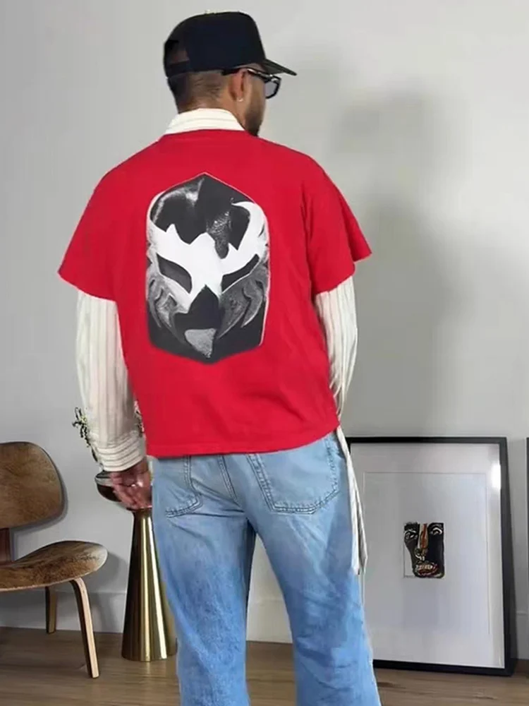 Kanye Tour Loose Short Sleeve T-Shirt Star Mask Unisex Fashionable Cotton Crew Neck Sweatshirt for Men And Women