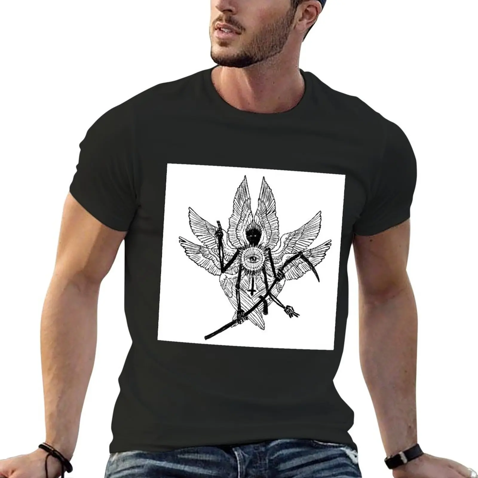 Футболка Spoopy Angel, летние топы, хлопковые мужские футболки, персонализированная футболка, мужские футболки с рисунком