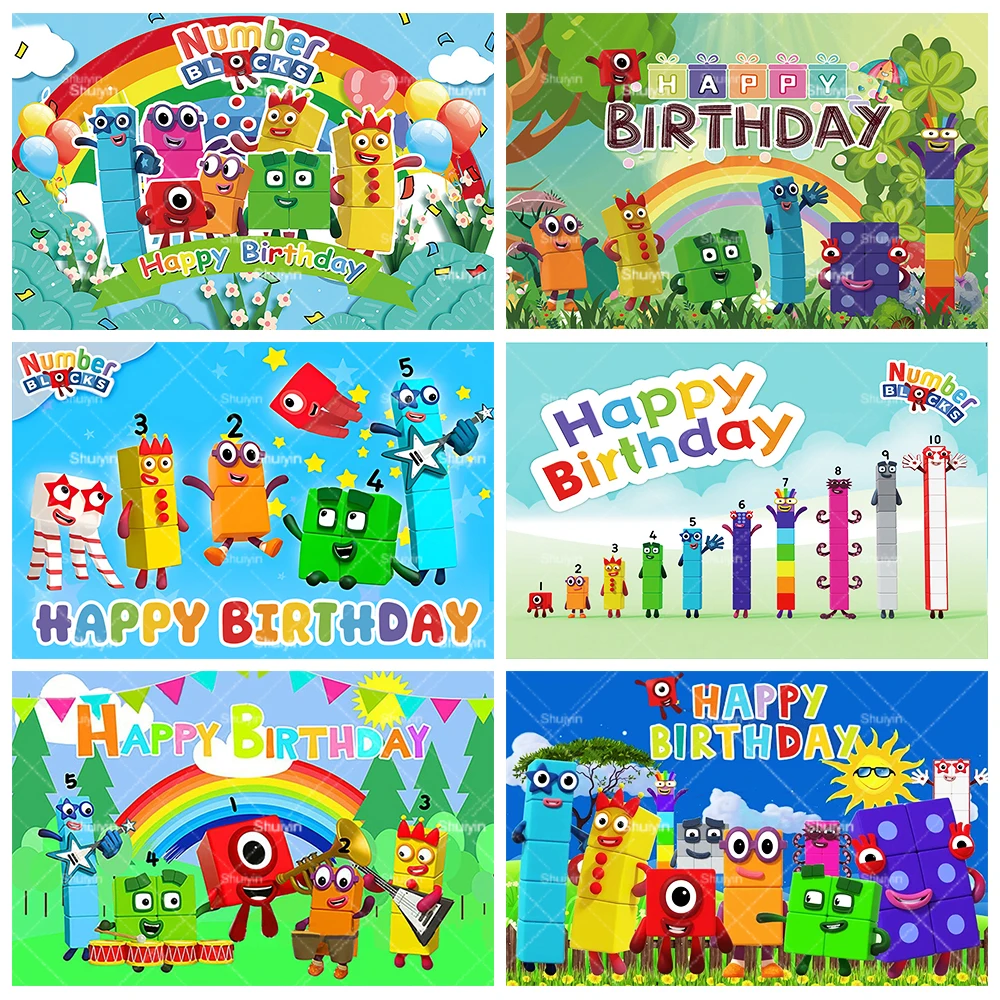 

Cartoon Number Building Blocks Backdrop Children Birthday Party Decoration Background Baby Shower Gifts Photozone Banner Props